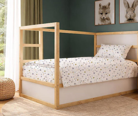 Dimcol Set Cearceafuri Single Din Bumbac Whimsical Mountainside 588 Alb-gri 160x240cm 2 bucăți