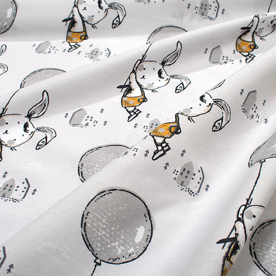 Dimcol Сет Единични Памучни Съдове Floating Bunny 715 Сив 160x240cm 2 броя