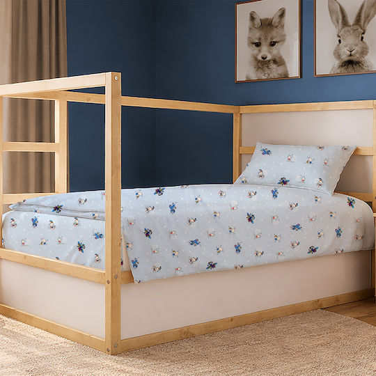 Dimcol Сет Единични Памучни Сетове Bear's Playtime 591 Sky Blue 160x240cm 2 броя