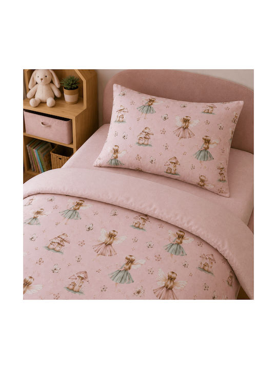 Astron Italy Kids Sheets Single Cotton Fairy Girl Pink 170x260cm 3 Pieces