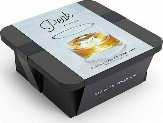 W&P Peak Ice Tray Cube Silicone 4 Slots with Lid Black