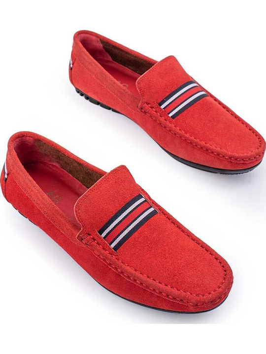 Wildleder Herren Mokassins in Roter Farbe