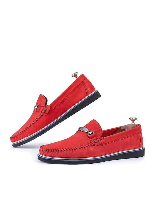 Leder Herren Mokassins in Roter Farbe