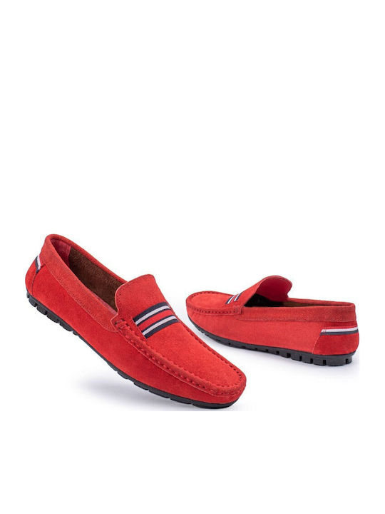 Wildleder Herren Mokassins in Roter Farbe