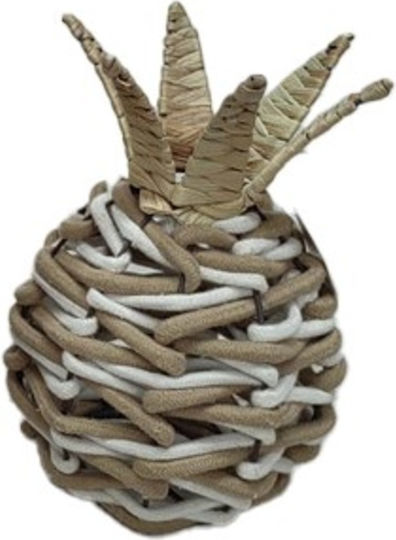 Decorative Pineapple Ø16 D ×29 H Cm Woven Rope & Yarn Natural White