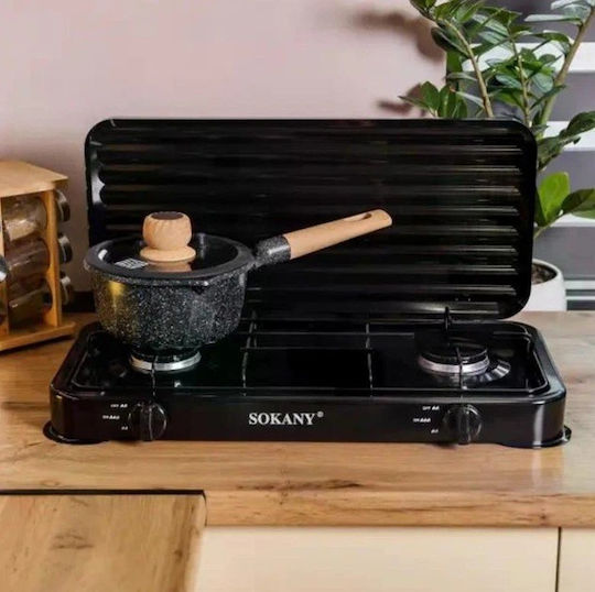 Newest Liquid Gas Countertop Double Burner Black