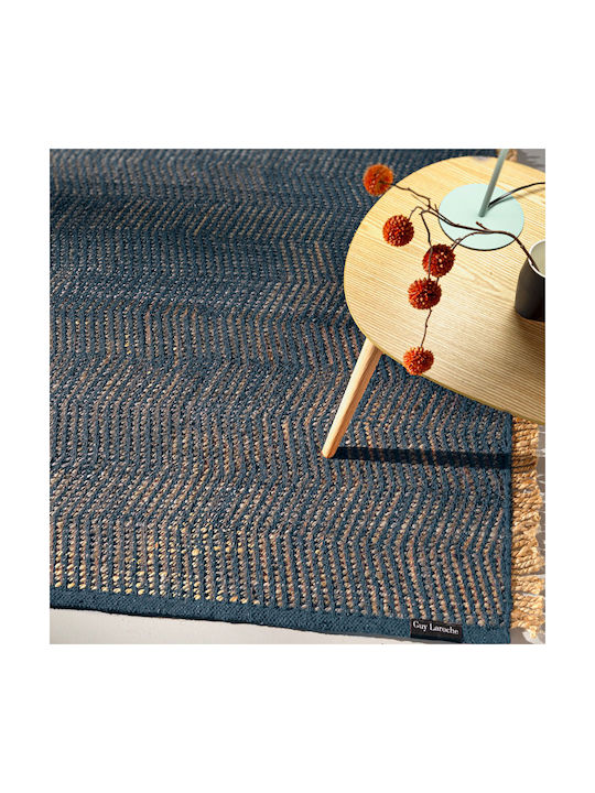 Guy Laroche Zigk Zagk Wohnzimmer Teppich Flur Sommer aus Jute Marine 60x200cm