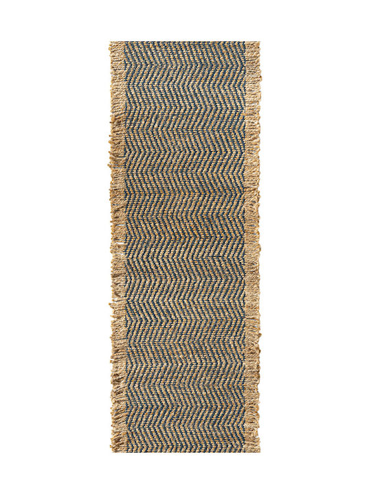Guy Laroche Zigk Zagk Wohnzimmer Teppich Flur Sommer aus Jute Marine 60x200cm