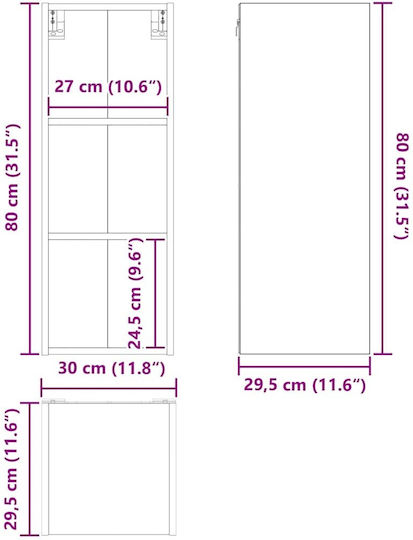 Wand-Küchenschrank mit Arbeitsplatte Grau 30x29,5x80cm