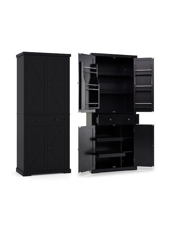 Freestanding Kitchen Dresser Black 184x40x77cm