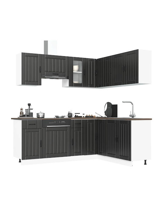 vidaXL Küchenschränke Wand & Boden mit Arbeitsplatte Schwarz 80x31x60cm