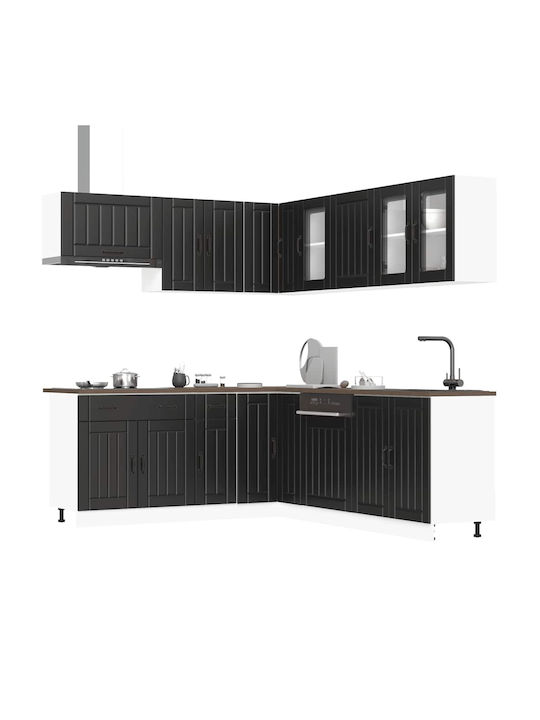 Küchenschrank mit Spüle mit Arbeitsplatte Schwarz 80x31x60cm