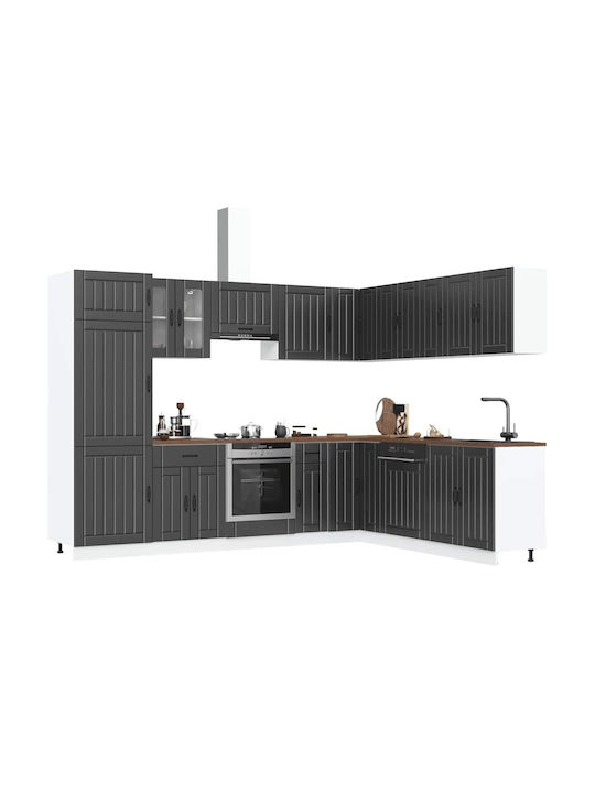 Set Dulapuri de Bucătărie 14 Piese Lucca Negru Lemn Prelucrat Negru 3314982
