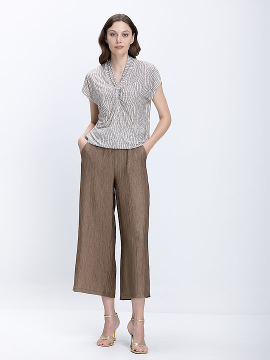 Damen Bluse Kurzärmelig Mehrfarbig