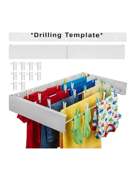Ruhhy Folding Wall Mounted Clothes Drying Rack Aluminum 80x40cm