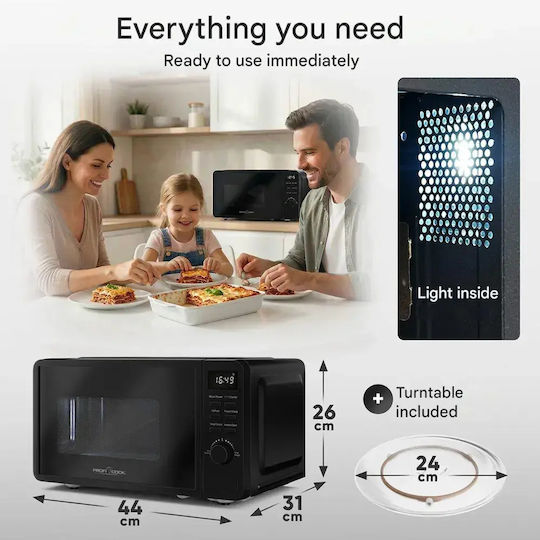 Profi Cook PC-MWG 1319 Cuptor cu Microunde cu Grill 20l Negru