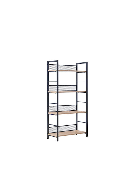 Βιβλιοθήκη Nest Φυσικό Μαύρο 60x28x60εκ.