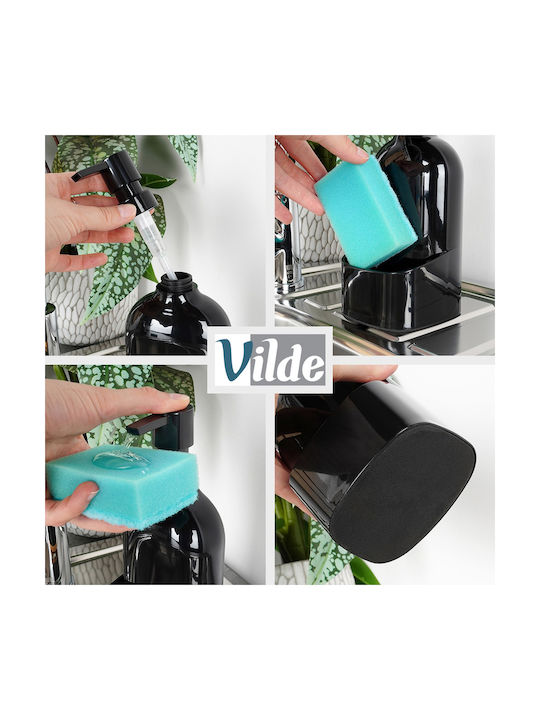 Orion Dispenser Kitchen Plastic with Sponge Holder Black 500ml
