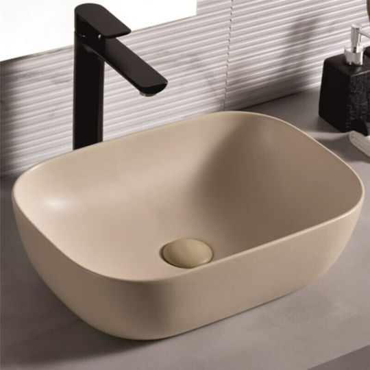 Inter Ceramic ICB 887BE Επικαθήμενος Νιπτήρας Πορσελάνης 45.5x32.5x13.5cm Μπεζ
