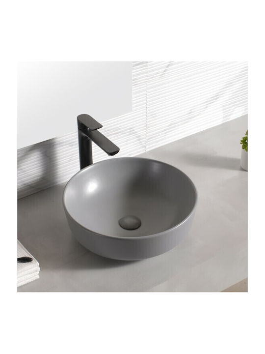 Inter Ceramic ICB 875MG Aufgesetztes Waschbecken Porzellan 41.5x41.5x13.5cm Gray