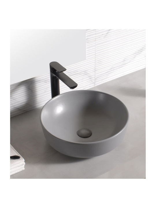 Inter Ceramic ICB 875MG Aufgesetztes Waschbecken Porzellan 41.5x41.5x13.5cm Gray