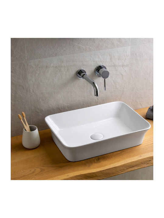 Karag Deasupra Blatului Chiuvetă Porțelan 49x35x11cm Alb