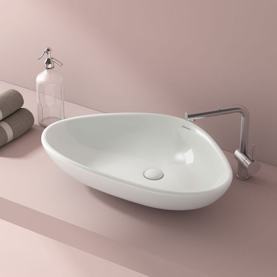 Soncera Riverstoe Επικαθήμενος Νιπτήρας Πορσελάνης 59x40.5x13.5cm Λευκός