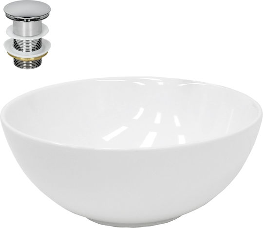 ECD Germany Επικαθήμενος Νιπτήρας Κεραμικός 32x32x13.5cm Λευκός ECD Germany Επικαθήμενος Νιπτήρας Κεραμικός 32x32x13.5cm Λευκός