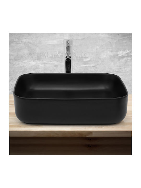 ML-Design Επικαθήμενος Νιπτήρας Κεραμικός 51x40.5x13.5cm Μαύρος