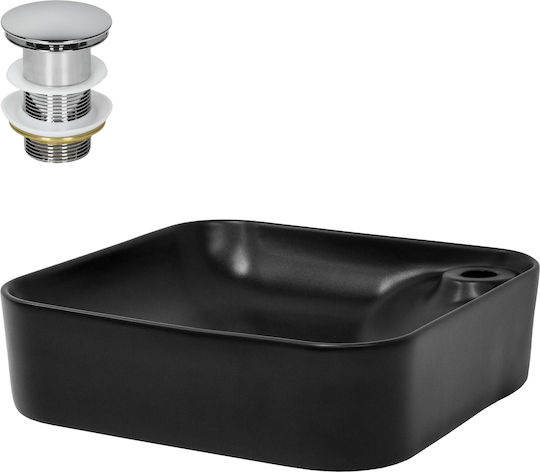 ML-Design Επικαθήμενος Νιπτήρας Κεραμικός 43x43x12cm Μαύρος