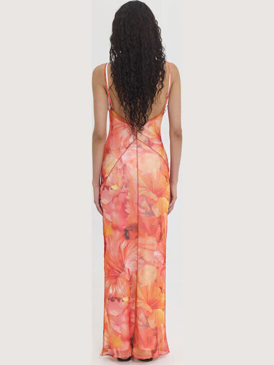 Summer Maxi Evening Slip Dress with Mesh Multicolour