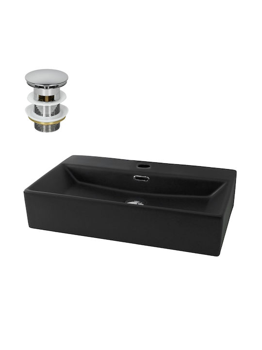 ML-Design Montat pe perete Deasupra Blatului Chiuvetă Ceramică 60x36.5x13cm Negru