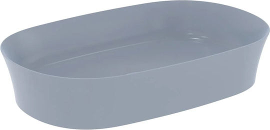 Ideal Standard Ipalyss Επικαθήμενος Νιπτήρας Πορσελάνης 60x38x12cm Μπλε Ματ Powder