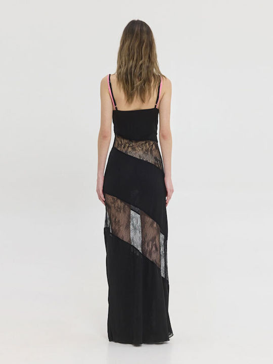 Καλοκαιρινό Maxi Κομπινεζόν Φόρεμα Black / Pink