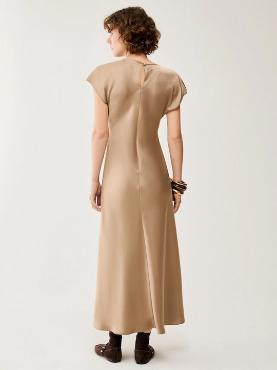 Rochie Midi De Seara Din Satin Bej