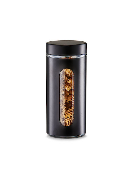 Zeller Vase General Use with Lid Glass Black 1200ml