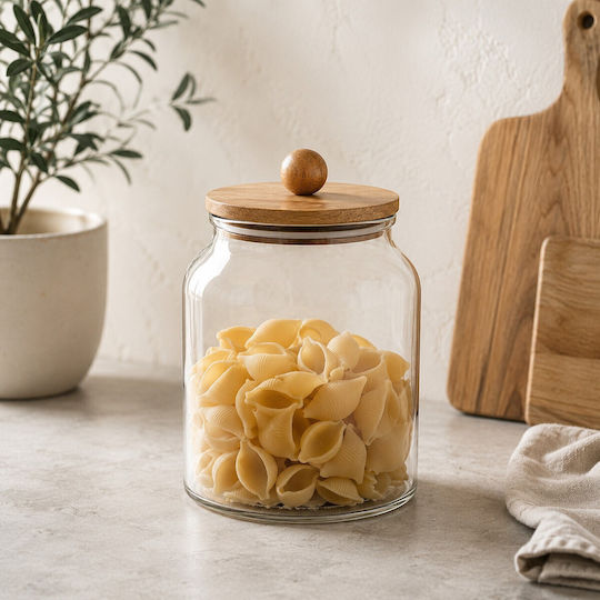Glass Jar 3.0lt Wooden Lid Ankor Piece