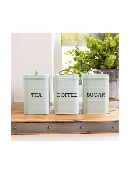 Kitchen Craft Living Nostalgia Κουτί για Καφέ με Καπάκι Μεταλλικό Πράσινο 11x11x17cm