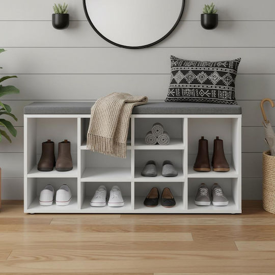 Mobilier de Intrare cu Dulap pentru Pantofi & Bancă Alb 104x30x48buc
