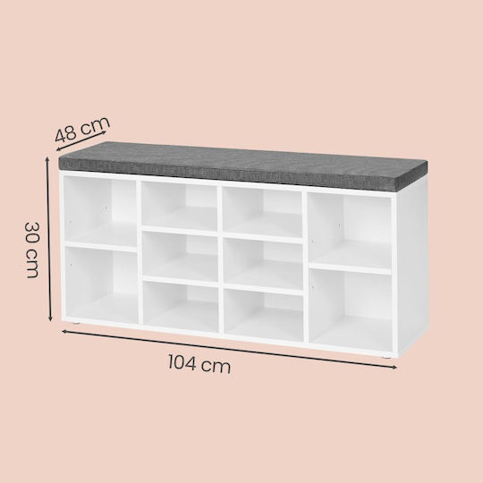 Mobilier de Intrare cu Dulap pentru Pantofi & Bancă Alb 104x30x48buc