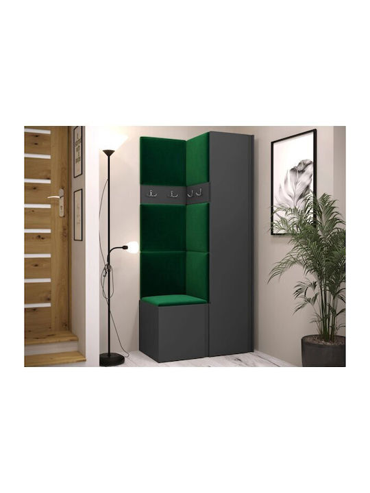 Hartford 348 Mobilier de Intrare cu Oglindă & Cuier Graphite 82x44x186cm
