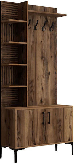 Έπιπλο Εισόδου Viyana 845hct4221 90x35x200cm Walnut Μοριοσανίδα Μέταλλο