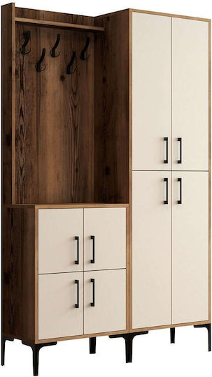 Berlin Mobilier de Intrare cu Dulap pentru Pantofi Walnut-cream 120x35x200cm
