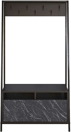 Devin Mobilier de Intrare cu Dulap pentru Pantofi Marble Effect Black 94x35.3x180cm