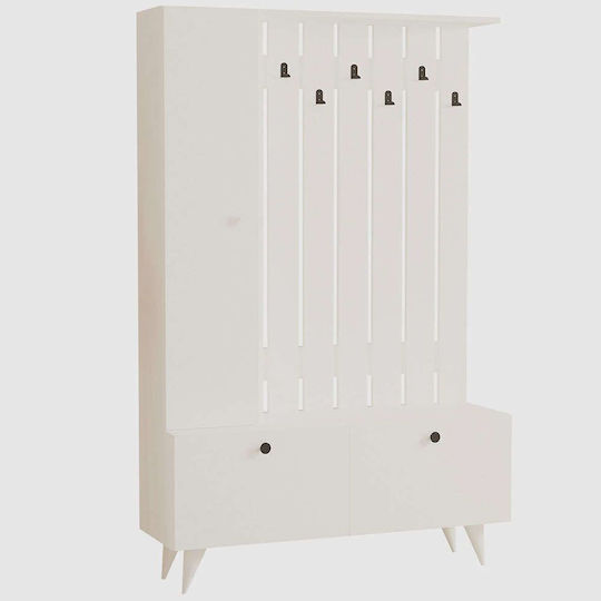 Lala Mobilier de Intrare cu Dulap pentru Pantofi White 112x35x170cm
