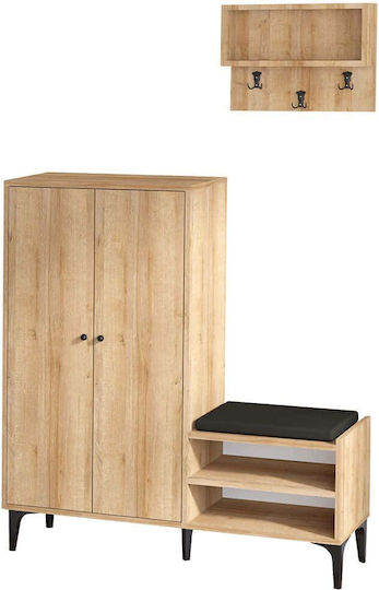 Jess Mobilier de Intrare cu Dulap pentru Pantofi Stejar 120x35x137cm