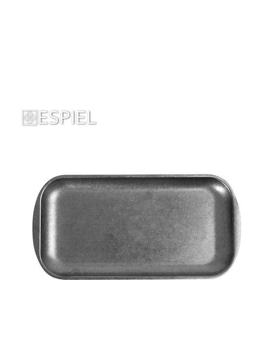 Espiel Snow Shallow Rectangular Plate Inox Gray 33x16.5cm