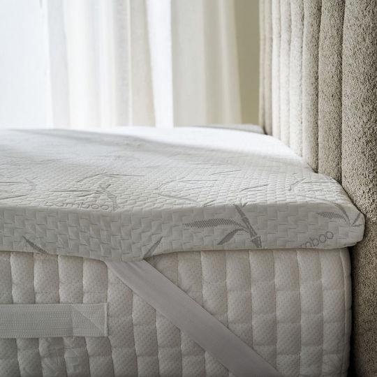 La Luna Mattress Topper Easy Rest Double Memory Foam with Bamboo Fibers , Removable Cover & Elastic Straps 150x200x5cm