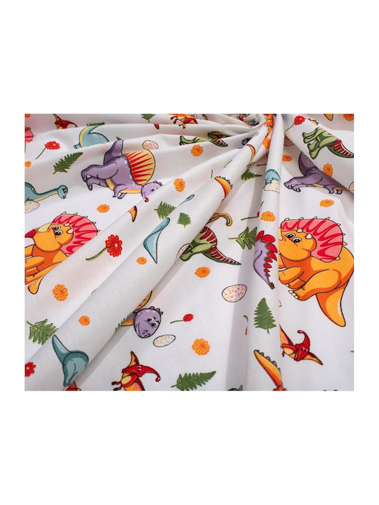 Dimcol Dinosaur 520 Baby Burp Cloth Cotton White 80x80cm