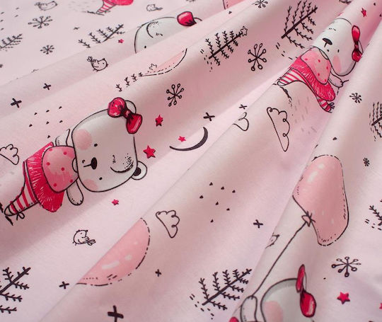 Dimcol Ballerina Bear 598 Baby Burp Cloth Cotton Pink 80x80cm